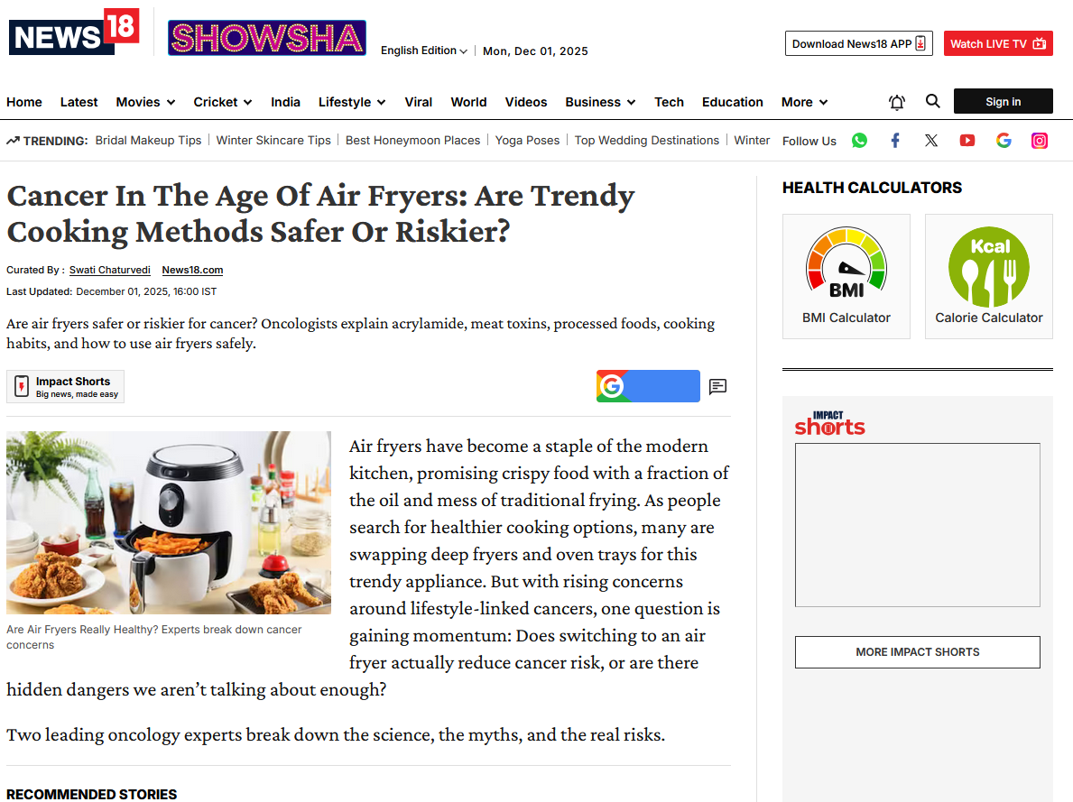 Cancer In The Age Of Air Fryers: Are Trendy Cooking Methods Safer Or